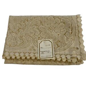 Vintage Scottish Lace Tablecloth 54x54 Inches Floral Pattern New With Tag